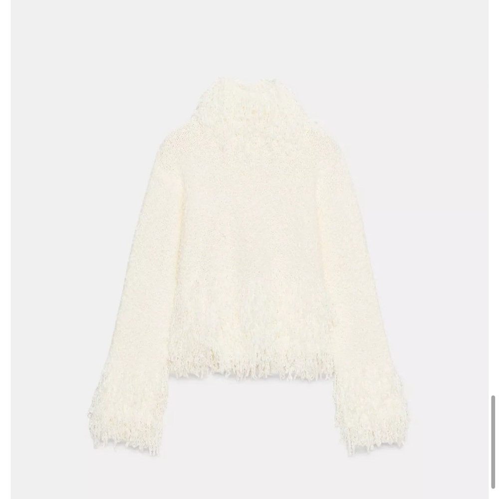 Zara NWT fringe knit jumper sweater 4737/102 - Picture 7 of 14